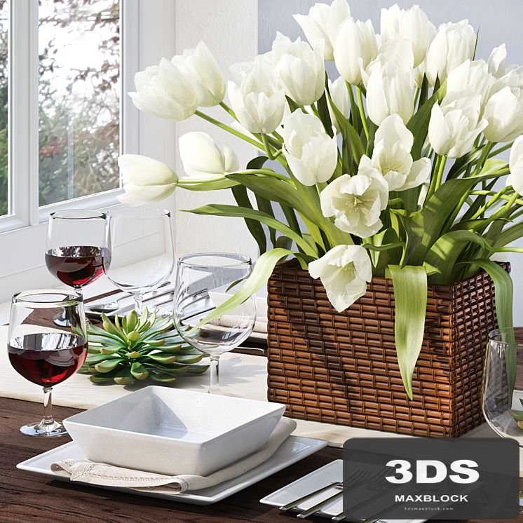 Tableware with tulips
