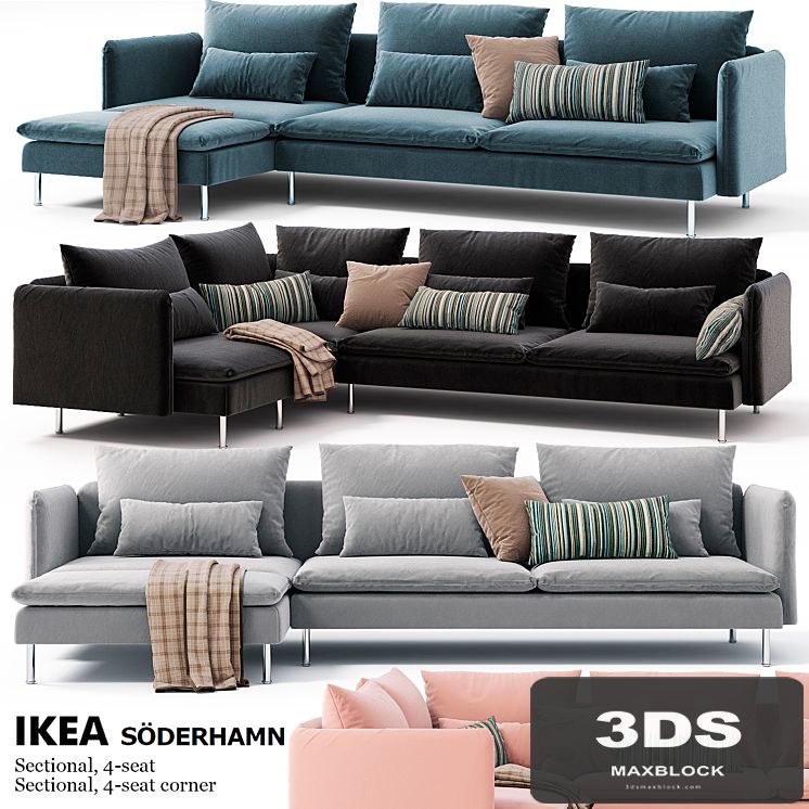 Corner sofas Ikea SODERHAMN Sectional, 4-seat, Sectional, 4-seat corner