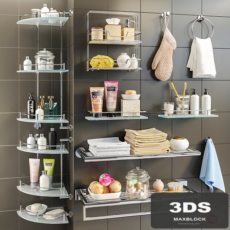 Accessories and cosmetics for the bath + Axentia shelves, Bemeta set 2