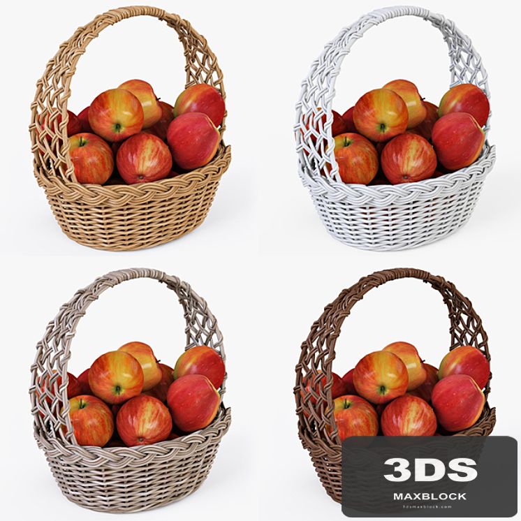Wicker basket with apples 04