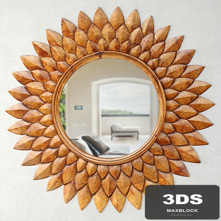 Round Carved Lotus Mirror