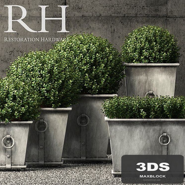 Restoration Hardware estate zinc ring square planters