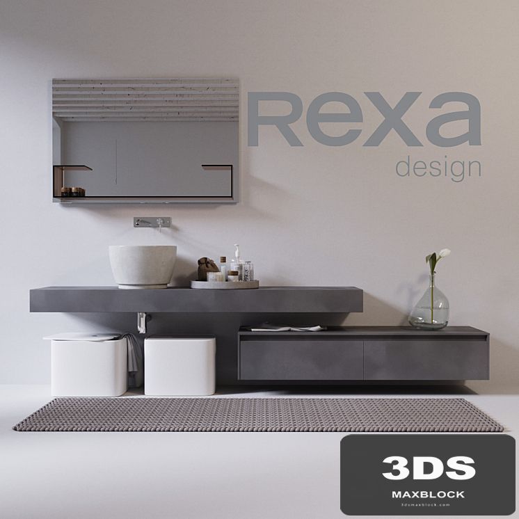 rexa design washbasin with furniture and accessories