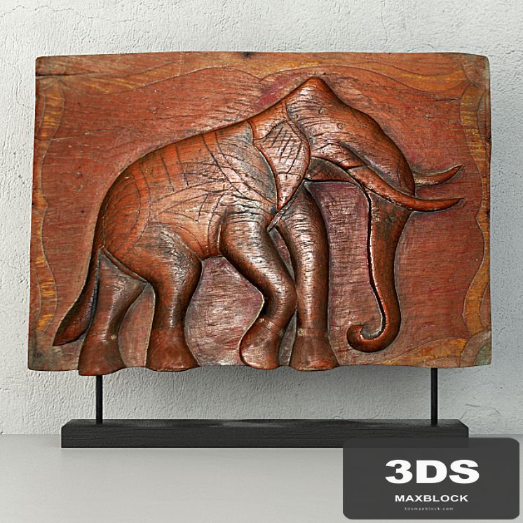 Antique Indian Elephant Relief Panel
