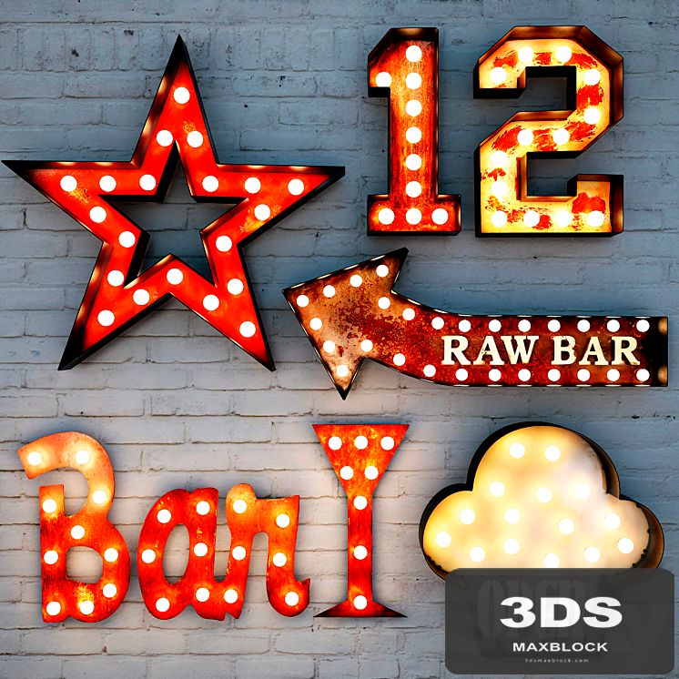 Lighted Metal sign. Set 2