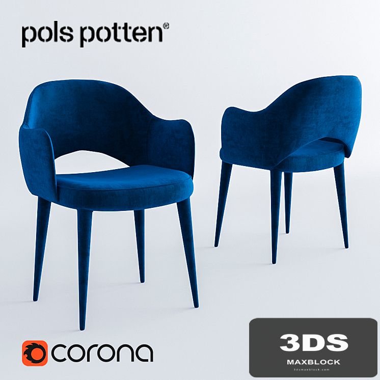 Pols Potten Chair arms cosy velvet blue