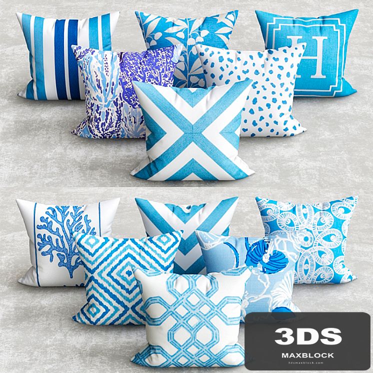 SANIBEL COLLECTION BLUE CORAL PILLOW