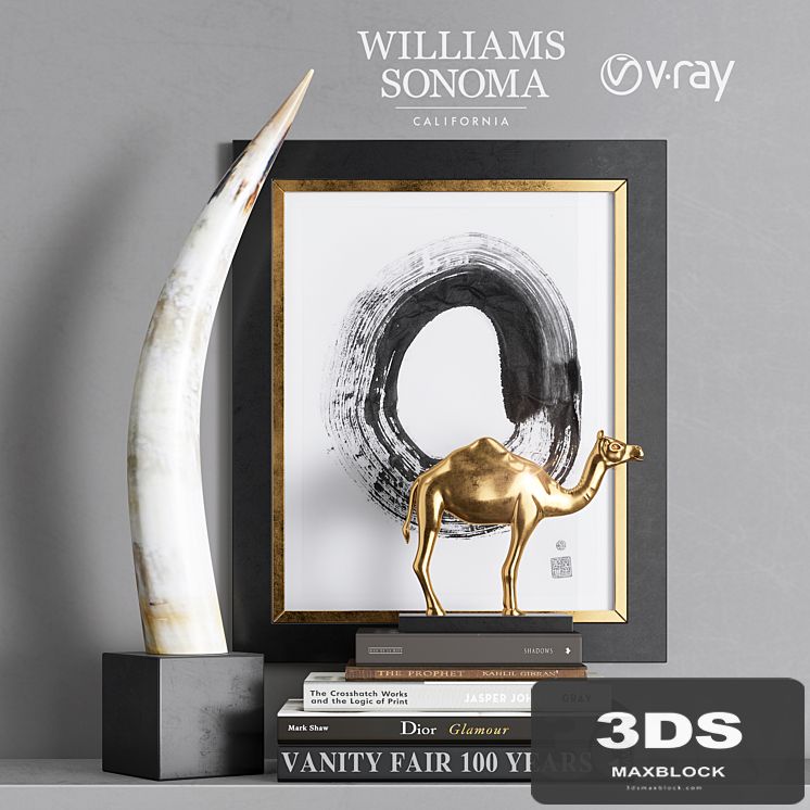William Sonoma - Yak Horn On Black Stand