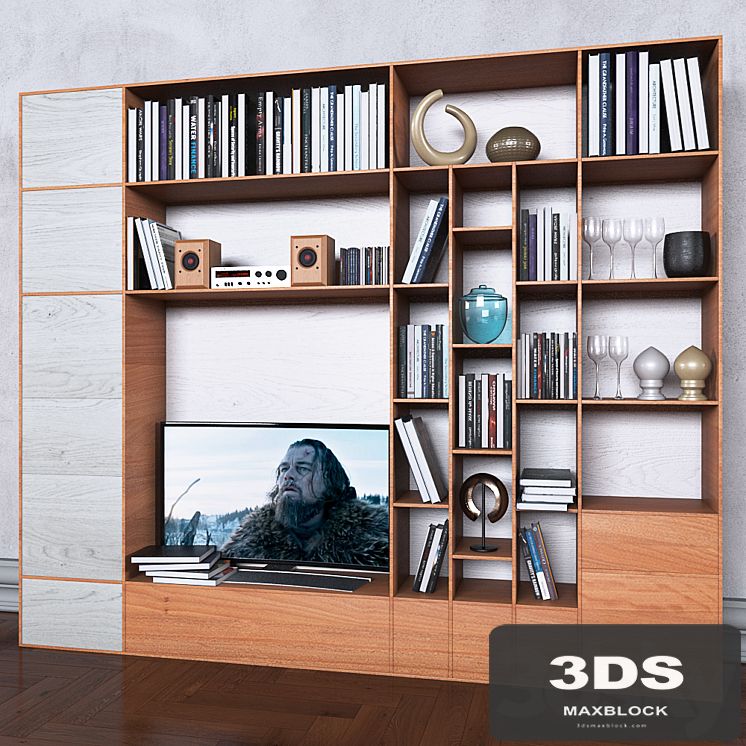 Storage system with books tv vase 8