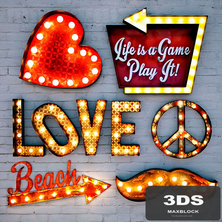 Lighted Metal sign. Set 4