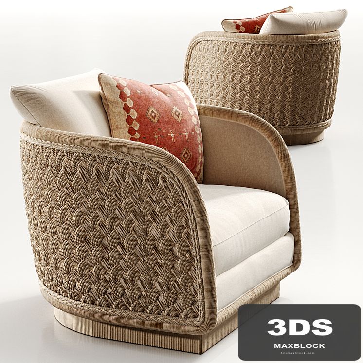 Mcguirefurniture LAURA KIRAR COASTAL BRAIDED SWIVEL LOUNGE CHAIR