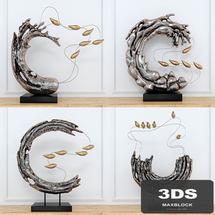 Abstract RESIN sculpture with birds