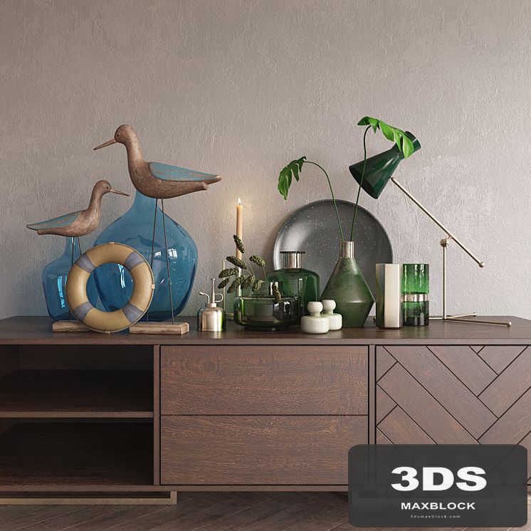 Decor set green / blue