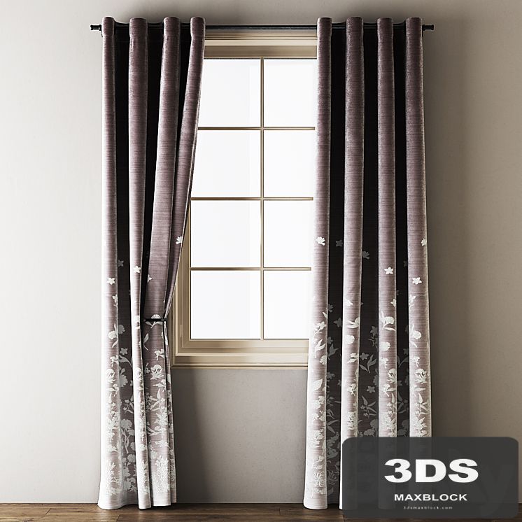 Floral Embroidered Velvet Eyelet Curtains