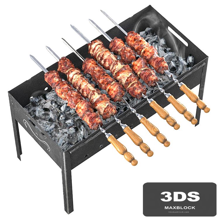 Shish kebab on the grill