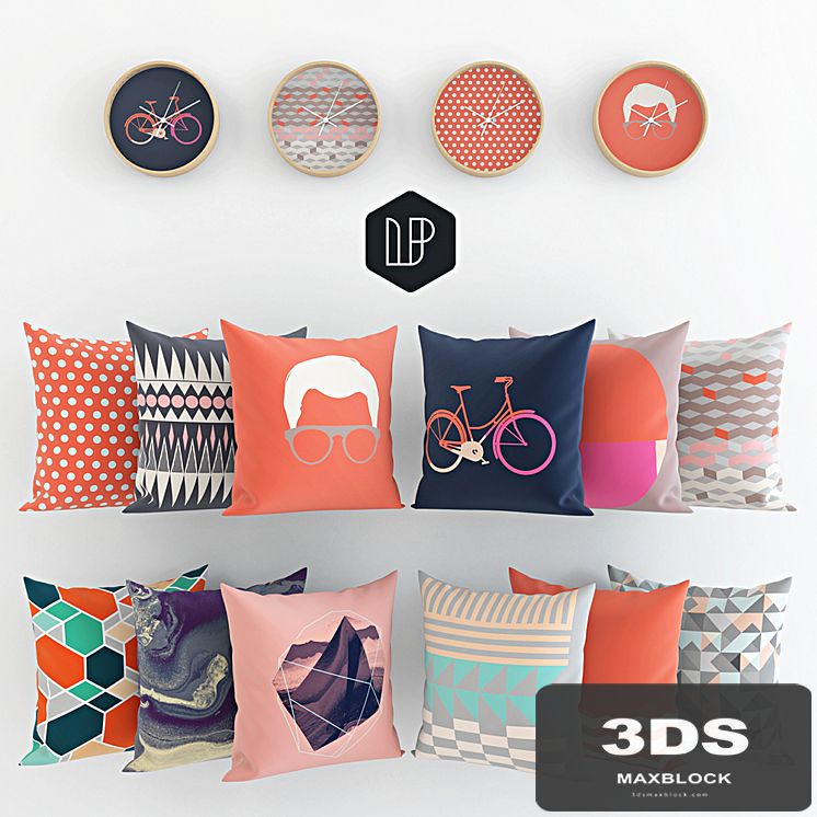Fun pillows and clock by Leandro Pita