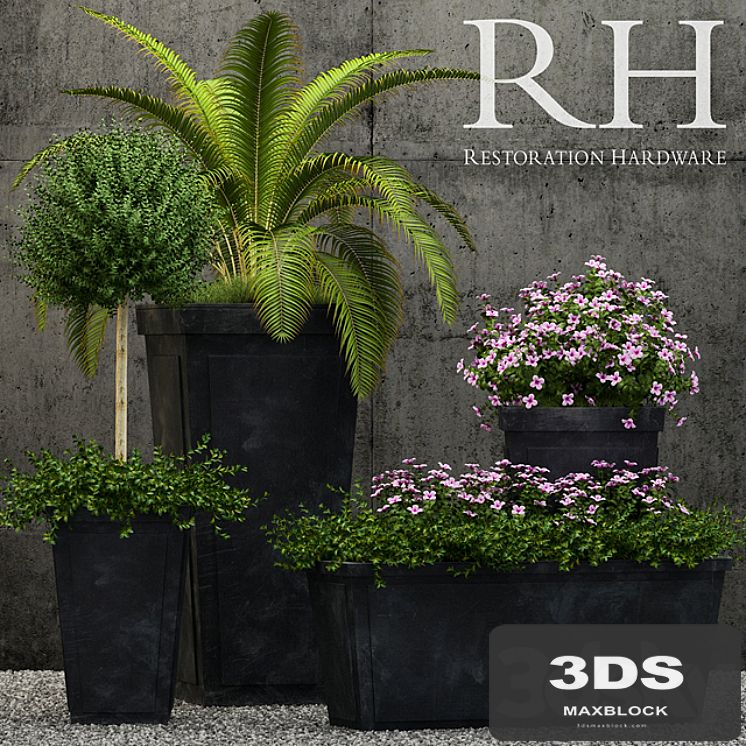Restoration Hardware paneled sheet metal planters