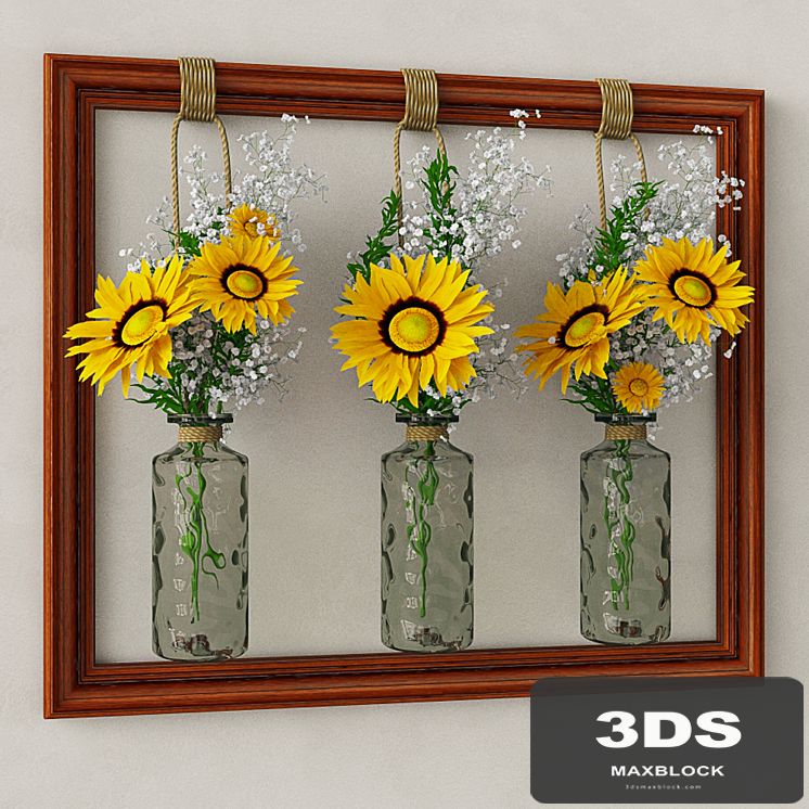 Decorative set with sunflowers