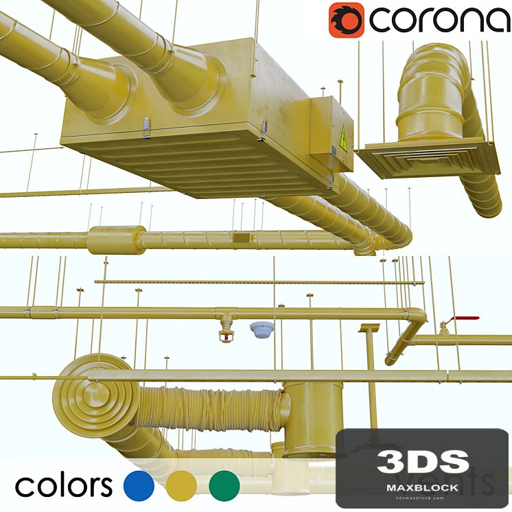 Ventilation, fire pipes, cable hangers