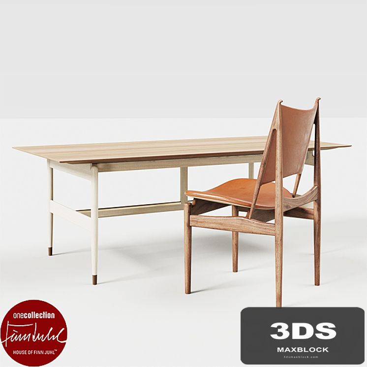 Kaufmann table and Egyptian chair bu Finn Juhl
