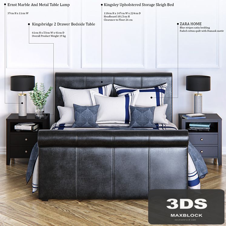 Kingsley Upholstered Storage Sleigh Bed