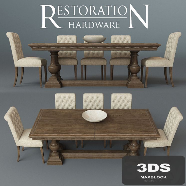 St. James Rectangular Dining Table &amp; Bennett Roll-Back Side Chair