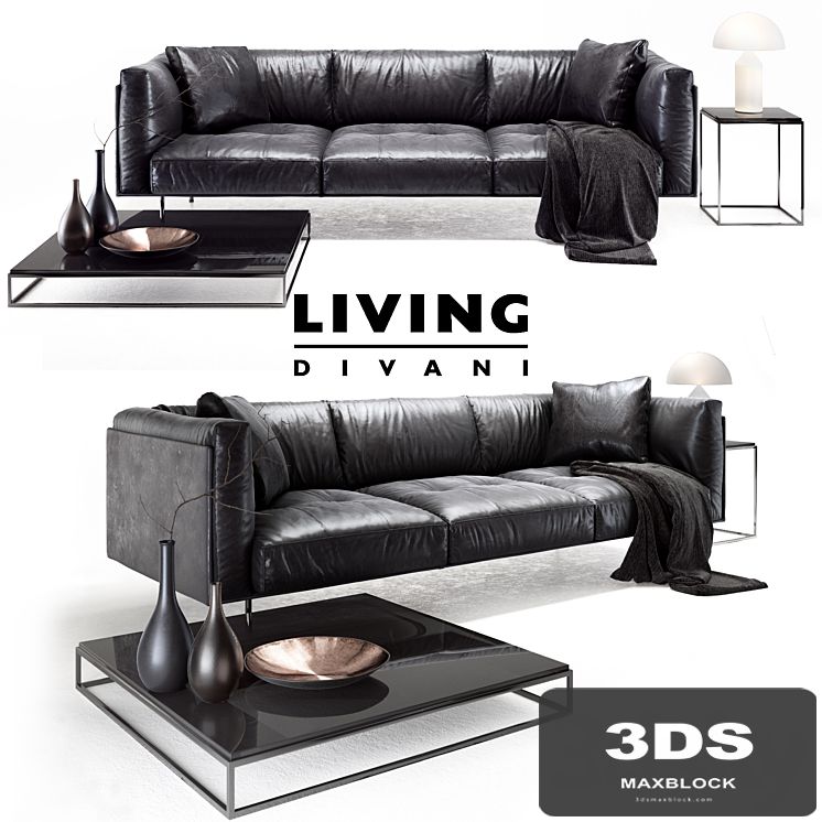 Living divani leather rod sofa