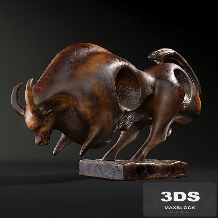 Modern Bronze Bull Sculpture