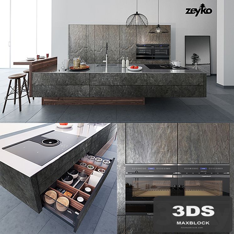 Kitchen Zeyko Forum Stone Oceangreen