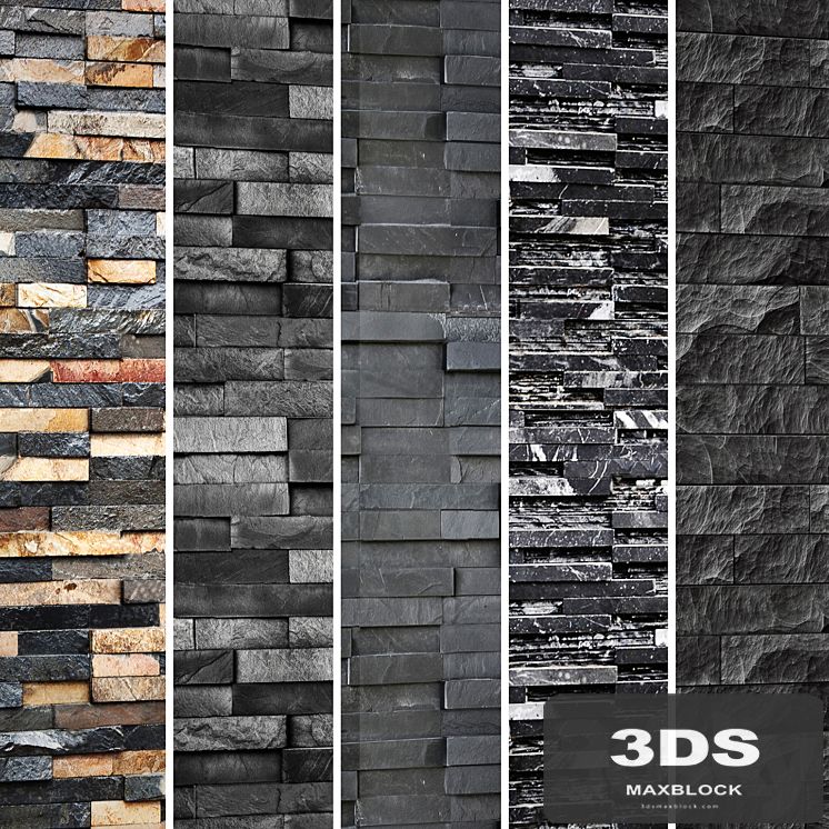 Collection of black stone. Slate, wild stone, wall decor, black stone, decorative, loft, masonry, panel