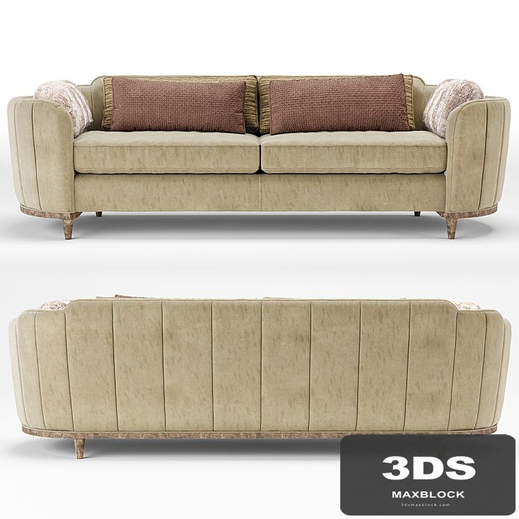 Cherish Round Barrel Beige Velvet Sofa