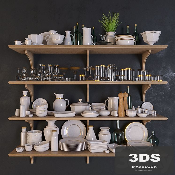 Shelves with dishes