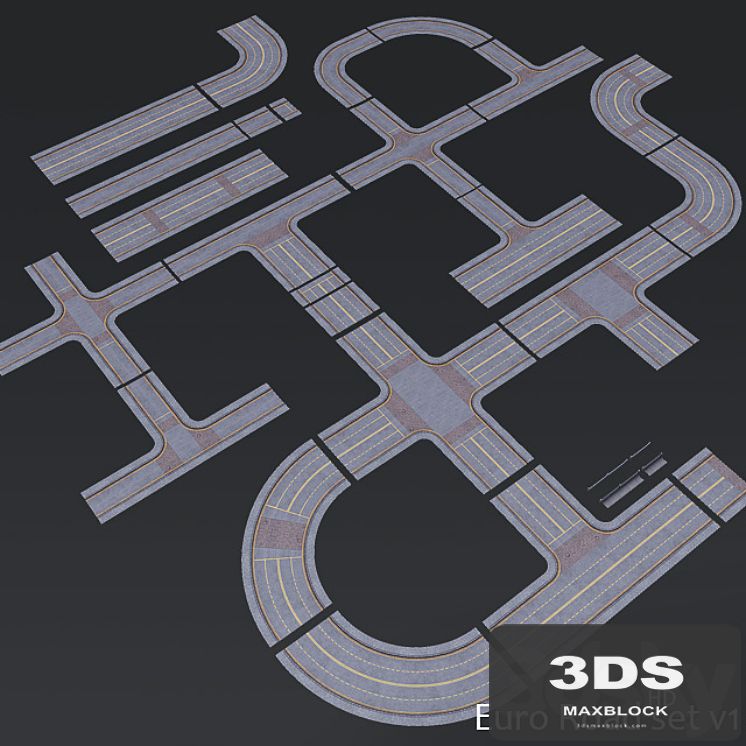 Euro Road set v1 (low poly) HD