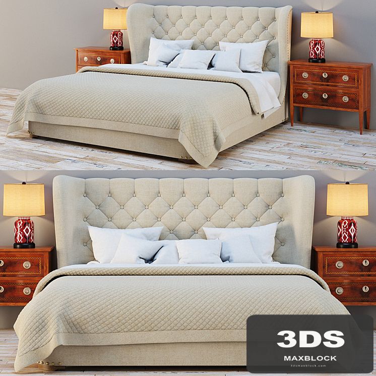 RH_CHURCHILL FABRIC SLEIGH BED