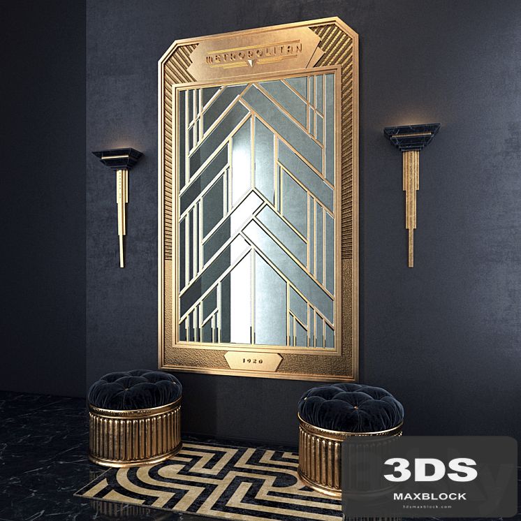 Art Deco composition with a mirror