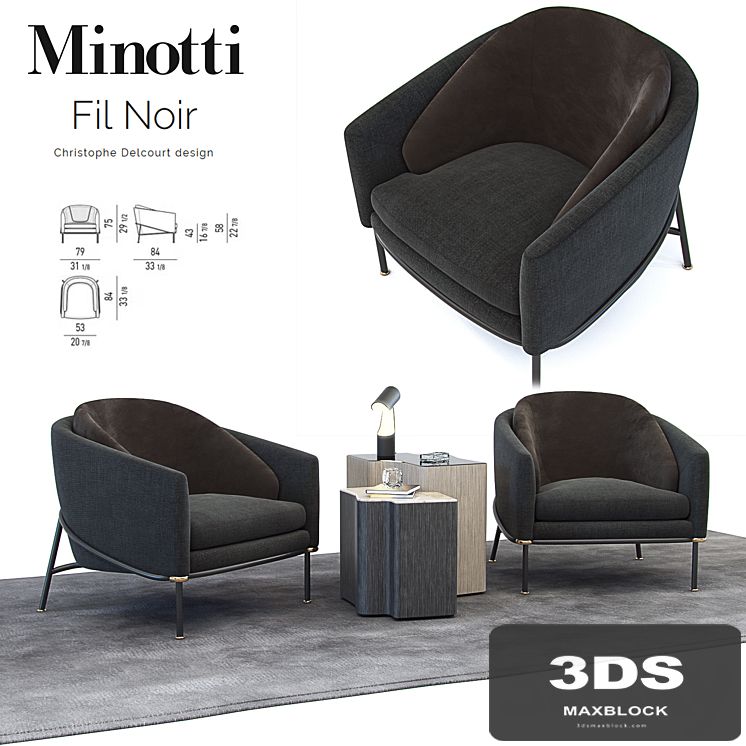 Armchair Phil Noir / Minotti Fil Noir