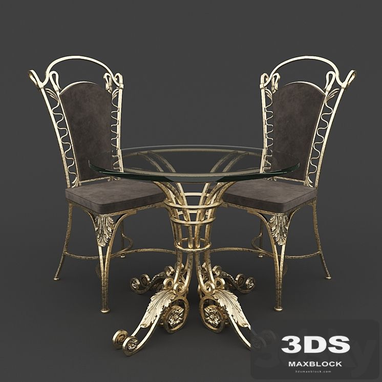 Table and chair forged