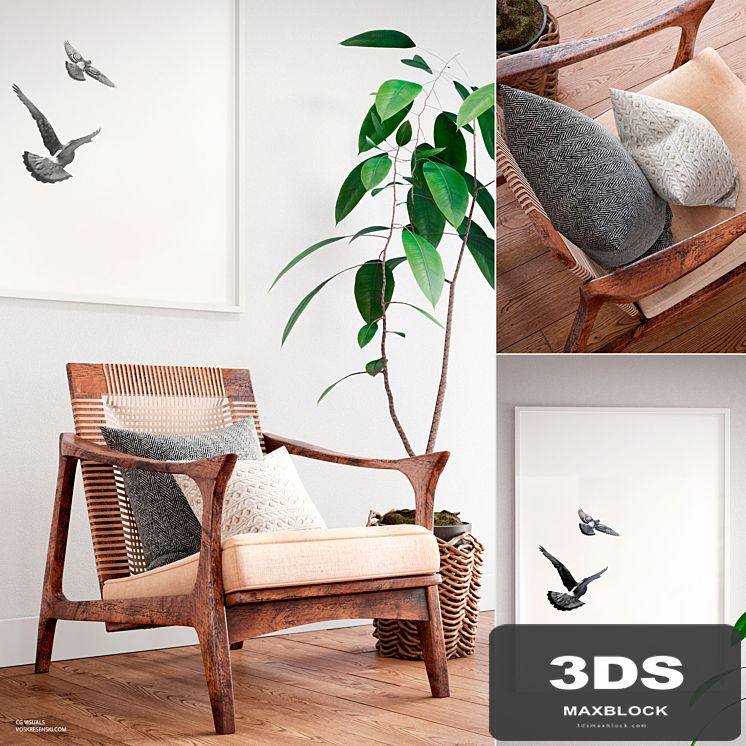 Canoe Lounge Chair. Scandinavian set.