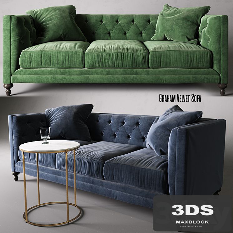 Leavenworth Side Table & Graham Velvet Sofa