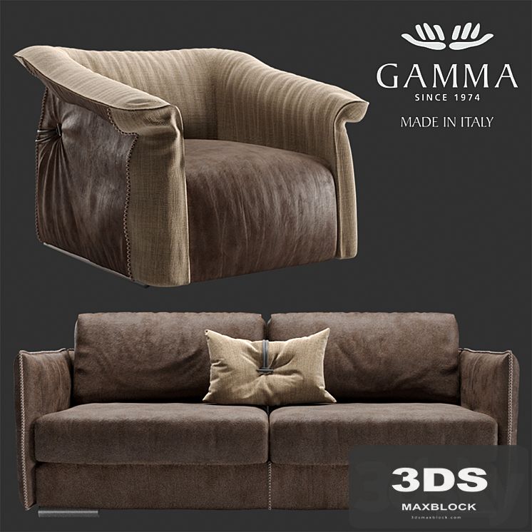 GAMMA Alfred sofa and Charlotte chair