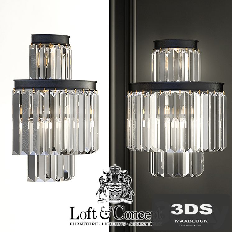 Sconce RH 1920s Odeon Clear Glass Fringe Bra - 3 rings