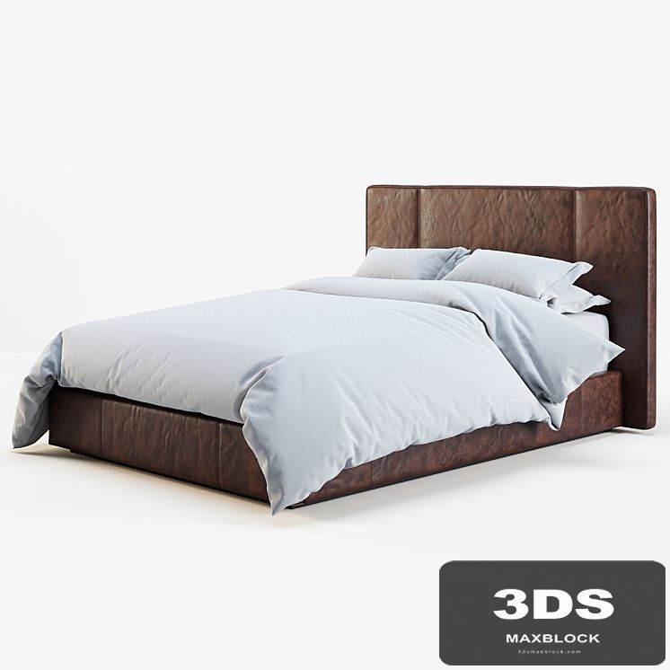 RH leather platform bed