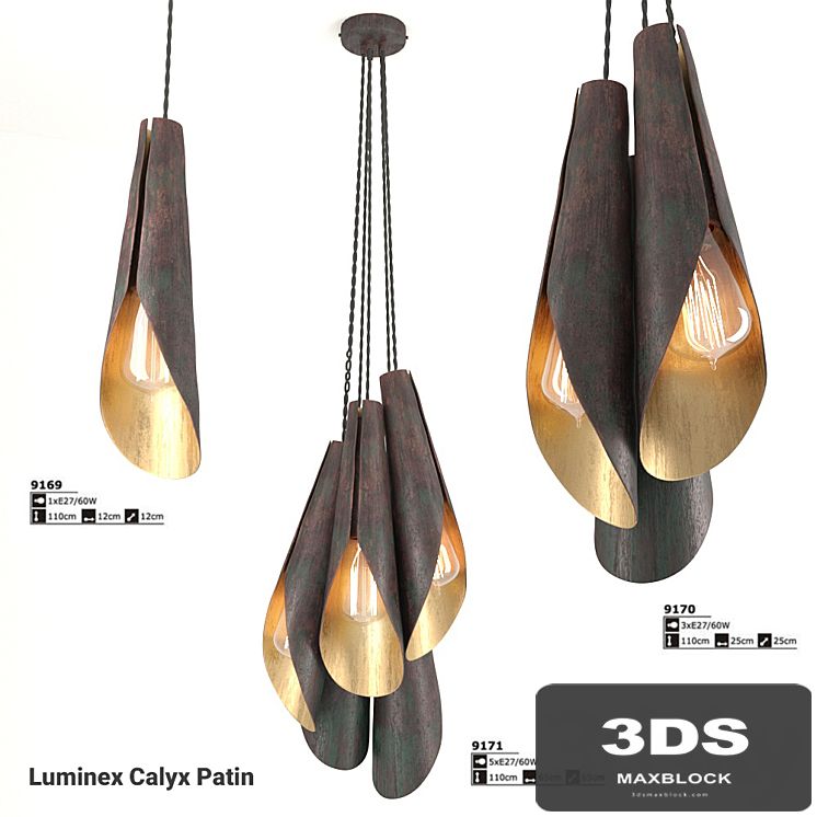 Pendant lamp Luminex Calyx Patin 9169, 9170, 9171