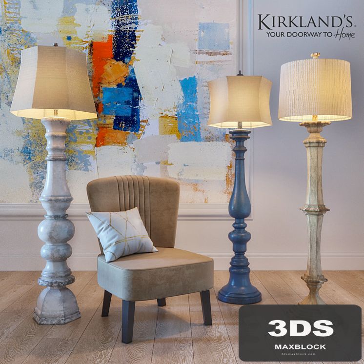 A set of floor lamps "KIRKLANDS" and a chair "JULIA GRUP JAN"