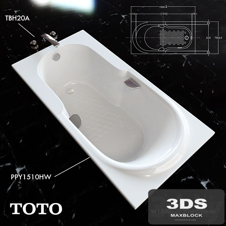 Toto bathtub PPY1510HW faucet TBH20A