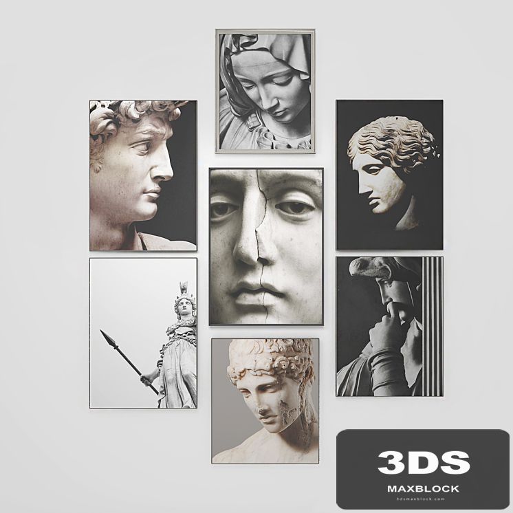 A modern collection of photographs of antique sculptures