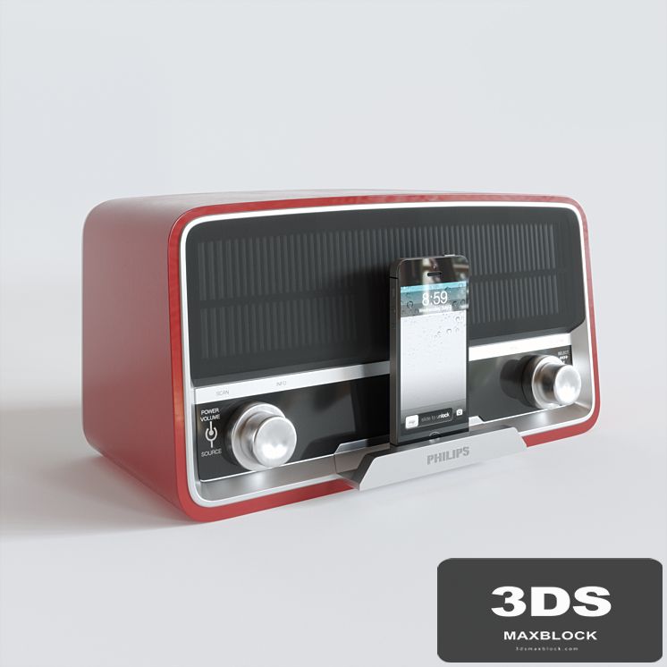 Philips radio receiver in retro style + iphone5s