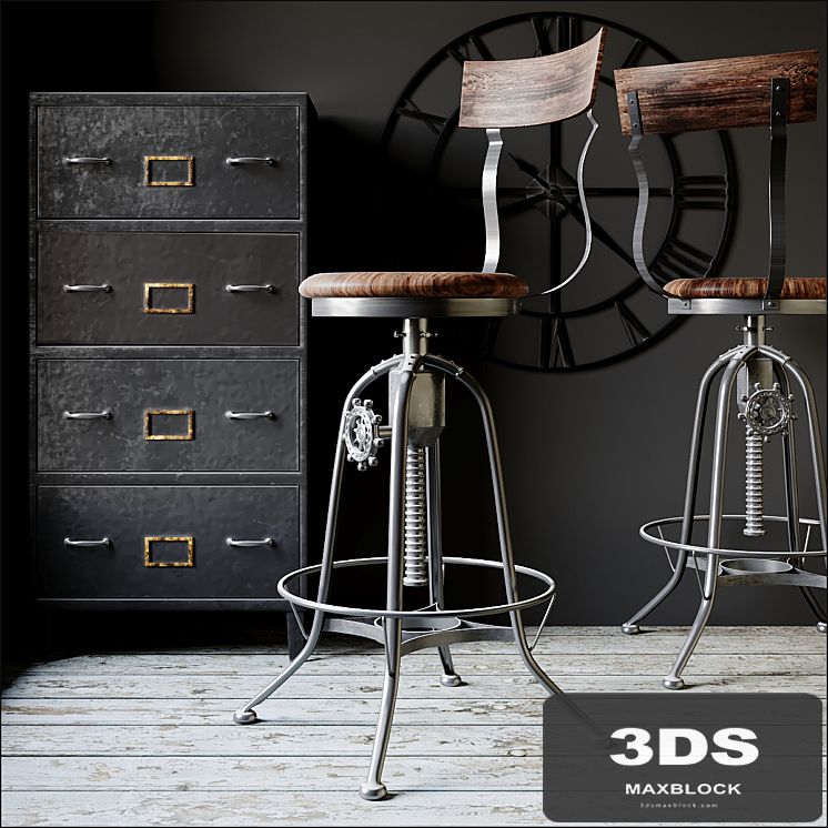 Industrial Clock House Stool