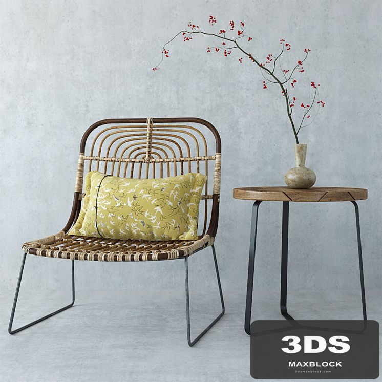 House Doctor Kawa rattan chair & Manutti sidetable