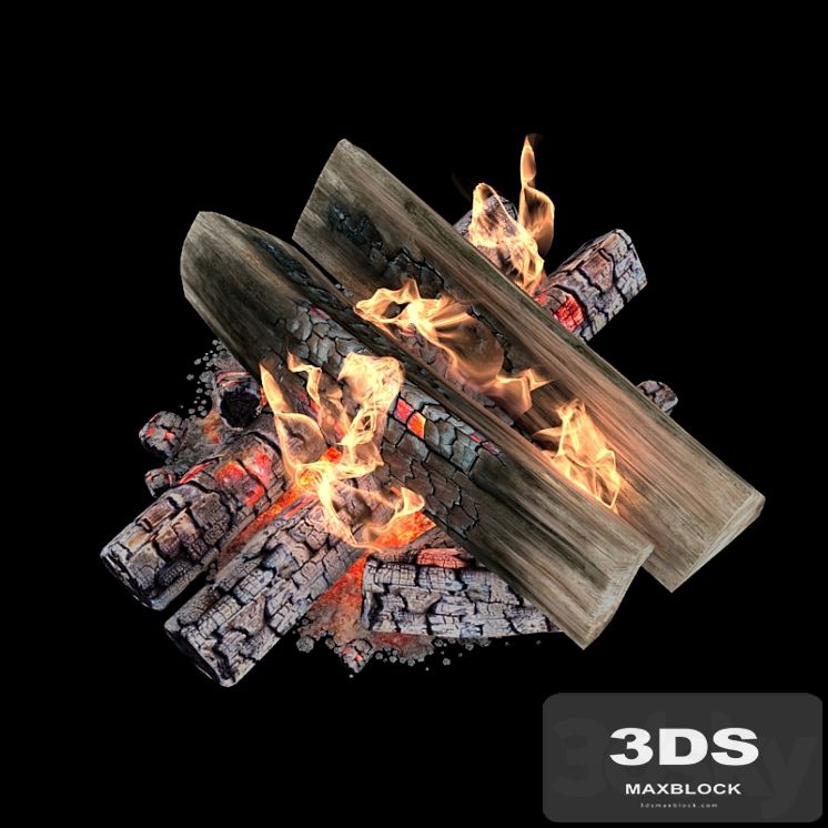 Fire and firewood with animation